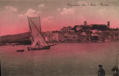 VINTAGE POSTCARD Fishing Vessel Cannes Crepuscule Dimensions aazur