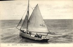 VINTAGE POSTCARD Vessel returning Pilot Dieppe Fishing