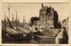 VINTAGE POSTCARD Vessel Honfleur Fishing Lieutenancy