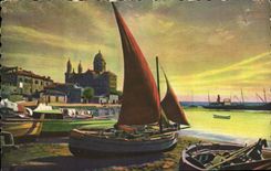 VINTAGE POSTCARD Holy Fishing Vessel Raphael the port and Notre Dame of the Victoire