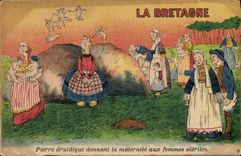 VINTAGE POSTCARD druidic Brittany Pierre giving maternity to the sterile women
