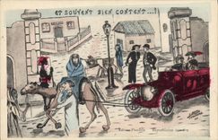 VINTAGE POSTCARD Fantasy Illustrator North Africa And often quite content Car Camel