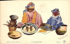 VINTAGE POSTCARD Fantasy North Africa Illustrator the couscous Algeria