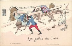 VINTAGE POSTCARD Fantaisie North Africa Illustrator Morocco the gaites of Put Casablanca Chameau