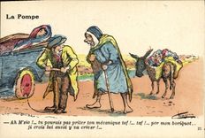 VINTAGE POSTCARD Fantasy North Africa Illustrator the automobile Pump ass Mule