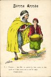 VINTAGE POSTCARD Fantasy North Africa Illustrator Happy New Year