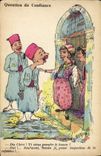VINTAGE POSTCARD Fantasy North Africa Illustrator Question of confidence
