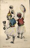 VINTAGE POSTCARD Fantasy North Africa Illustrator Negro Musicians