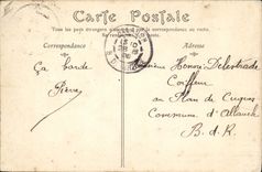 La POSTAL Fantaisie Militaria Artillerie de la VENDIMIA de la fortaleza de Ecoles tiene fuego Batterie de morteros de 220