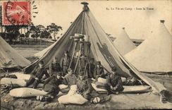 VINTAGE POSTCARD Militaria Fantasy life with the camp Under the tent