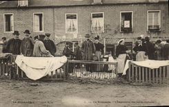 CPA Folklore Normandie L'exposition des petits cochons Marche Porc TOP