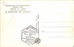 VINTAGE POSTCARD Dwarf Dwarves International exhibition Paris 1937 Esplanade of the Invalids