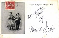 VINTAGE POSTCARD Dwarf Dwarves Souvenir of the Kingdom of Lilliput Paris
