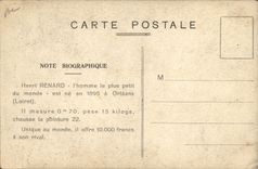 VINTAGE POSTCARD Dwarf Dwarves Henri Fox the smallest man of the world