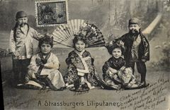 VINTAGE POSTCARD Nain Dwarves has Strassburger' S Liliputaner Strasbourg