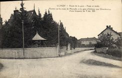 Ruta de Poste Uchizy de la POSTAL de la VENDIMIA de los postes y de la escuela de la estación