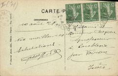 Ruta de Poste Uchizy de la POSTAL de la VENDIMIA de los postes y de la escuela de la estación