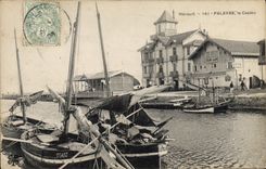 Recipiente Palavas de la POSTAL de la VENDIMIA que pesca el casino