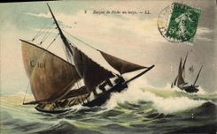 Barco de pesca del recipiente de la POSTAL de la VENDIMIA del pecado el amplio