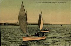 Barco pesquero de la POSTAL de la VENDIMIA esto en el mediterráneo lleno