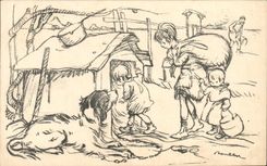 CPA Fantaisie Illustrateur Poulbot Chien