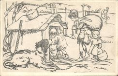 CPA Fantaisie Illustrateur Poulbot Chien