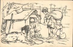 CPA Fantaisie Illustrateur Poulbot Chien