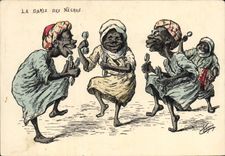 VINTAGE POSTCARD Fantasy North Africa Illustrator dance of the niegros
