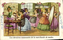 VINTAGE POSTCARD Fantasy Illustrator last innovations of commercial of modes
