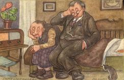 VINTAGE POSTCARD Fantaisie Illustrator Couples Symfoniprogram Chat