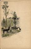 VINTAGE POSTCARD Fantasy Illustrator Hind Stag