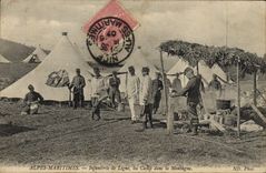 CPA Fantaisie Militaria Alpes Maritimes Infanterie de ligne au camp dans la montagne