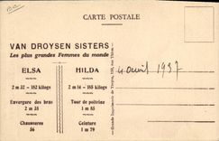 VINTAGE POSTCARD Giant Van Droysen Sisters largest society women