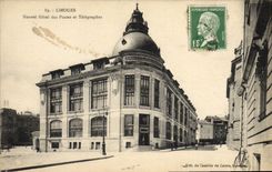 Edificio y telégrafos de la oficina de correos de la estación de Limoges de la POSTAL de la VENDIMIA nuevos
