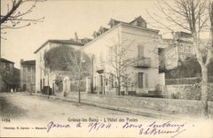 Estación de Greoux de la POSTAL de la VENDIMIA les Bains el edificio de la oficina de correos