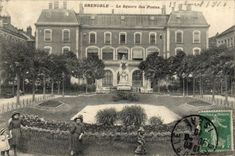 La oficina de correos de Grenoble de la POSTAL de la VENDIMIA el jardín público de las estaciones