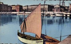 VINTAGE POSTCARD Bateau Fishes Nice Jolie sight on the port