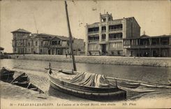 CPA Bateau Peche Palavas les Flots le casino et le grand Hotel rive droite 