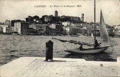 VINTAGE POSTCARD Bateau Fishes Cannes the port and Suquet