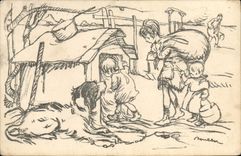 CPA Fantaisie Illustrateur Poulbot Chien