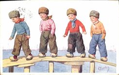 CPA Fantaisie Illustrateur Feiertug Enfants