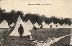 CPA Militaria Camp de Chalons Vue des tentes 