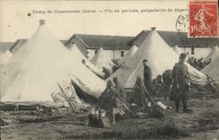 CPA Militaria Camp de Chambaran Fin de periode Preparatifs de depart 