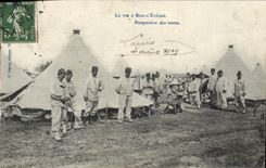 CPA Militaria La vie a Bois l'Eveque Perspective des tentes 