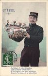 VINTAGE POSTCARD Militaria Soldier April 1st