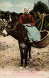 CPA Folklore Femme ane Mule Normandie