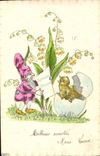 CPA Lutin Fantaisie Oeuf Poussin