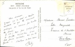 CPM Hotel des Postes Brest La poste et la rue de Siam 