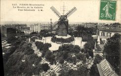 VINTAGE POSTCARD Windmill Paris Montmartre the Mill of Wafer View