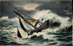 CPA Bateau Peche En perdition 